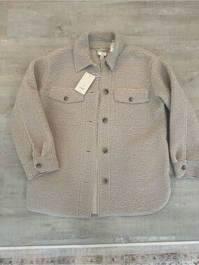 Joie Beige Teddy Shacket Jacket